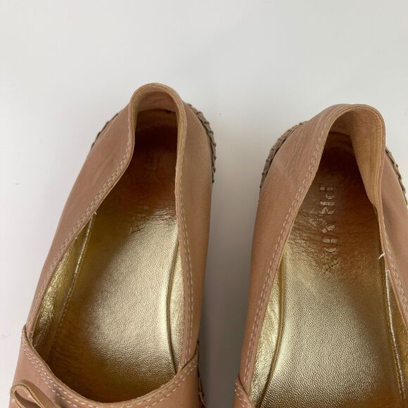 PRADA Light Brown Beige Leather Bows Trim Espadrilles Shoes Women’s 39.5 CLASSIC - Picture 6 of 11